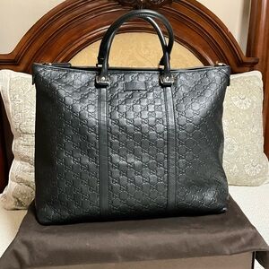 Gucci Black Leather Guccissima W & U Lifestyle Tote/Bag